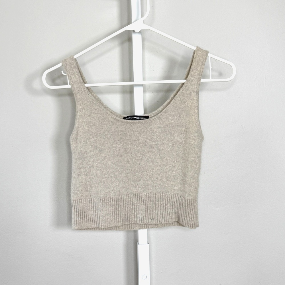 Brandy‎ Melville Womens Cashmere Cropped Tank Top Light Gray Neutral Beachy Prep